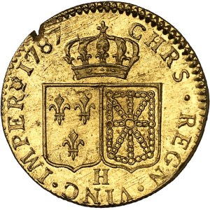 Louis XVI (1774-1792). Louis d’or à la tête nue 1787, H, La Rochelle.