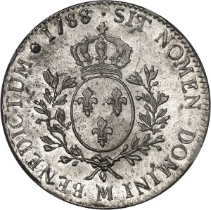Louis XVI (1774-1792). Shield with olive branches 1788, M, Toulouse.