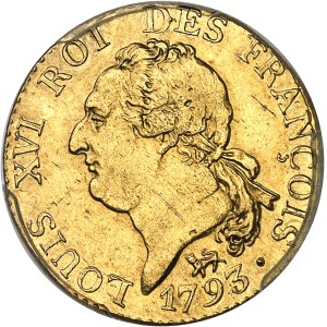 Constitution (1791-1792). Louis d’or de 24 livres 1793, A, Paris.