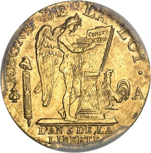 Constitution (1791-1792). Louis d'or de 24 livres 1793, A, Paris.