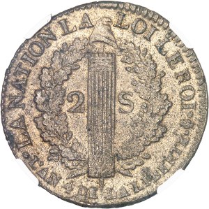 Constitution (1791-1792). 2 sols FRANÇOIS 1792 - An 4, A, Paris.