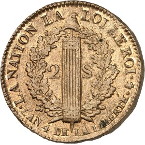 Constitution (1791-1792). 2 sols FRANÇOIS 1792 - An 4, A, Paris.