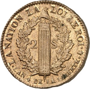 Constitution (1791-1792). 2 sols FRANÇOIS 1792 - An 4, A, Paris.