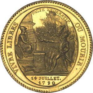 Constitution (1791-1792). Five sols de Monneron au serment, in gilt bronze, Frappe spéciale (SP) 1792 - L'An IV, Birmingham.