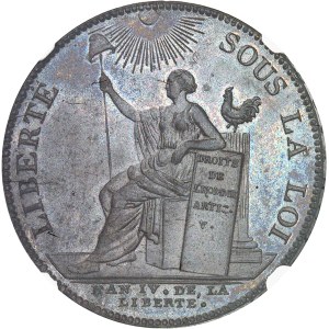 Constitution (1791-1792). Deux sols de Monneron à la Liberté, Flan bruni (PROOF) 1792 - AN IV.