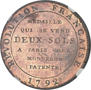 Constitution (1791-1792). Two sols from Monneron to Liberty 1792 - AN IV, Birmingham.