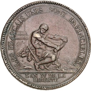 Constitution (1791-1792). Cinq sols de Monneron à l’Hercule 1792 - An IV, Birmingham.