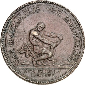 Constitution (1791-1792). Five sols de Monneron à l'Hercule 1792 - An IV, Birmingham.