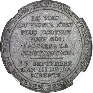 Constitution (1791-1792). Monneron au serment du Roi, par Dupré 1791, Birmingham.