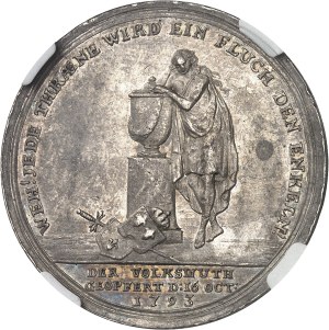 Constitution (1791-1792). Medal, Death of the Queen, by J. J. G. Stierle 1793, Berlin.