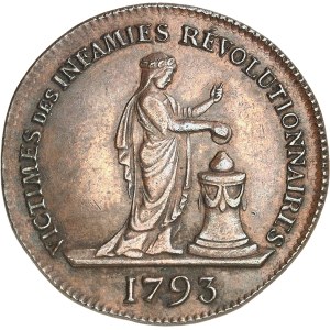 Constitution (1791-1792). Jeton, Marie Thérèse Charlotte fille de Louis XVI (victimes de la Révolution) [1793], époque Restauration, Paris.