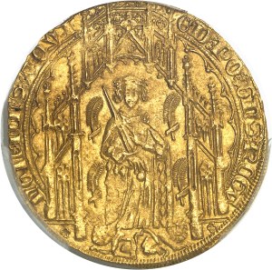 Aquitaine, Edward IV, the Black Prince (1362-1372). Pavillon d'or or noble guyennois à la rose, 1st ND issue (1362-1372), P, Poitiers.
