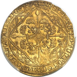 Aquitaine, Édouard IV, le Prince Noir (1362-1372). Pavillon d’or ou noble guyennois à la rose, 1ère émission ND (1362-1372), P, Poitiers.