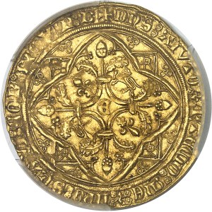 Aquitaine, Édouard IV, le Prince Noir (1362-1372). Pavillon d’or ou noble guyennois à l’E, 1ère émission ND (c.1364), B, Bordeaux.