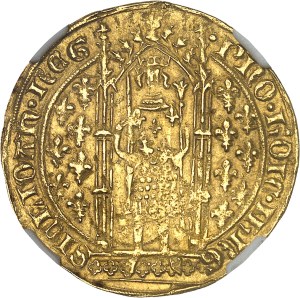 Provence (County of), Jeanne, alone (1362-1382). Franc à pied 5th type ND (1362-1382).