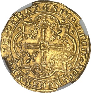 Provence (County of), Jeanne, alone (1362-1382). Franc à pied 5th type ND (1362-1382).