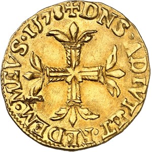 Dombes, Louis II de Bourbon-Montpensier (1560-1582). Écu d’or (demi-pistole) 1578, Trévoux.