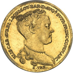 Lorraine (duché de), François III (1729-1737). Médaille d’Or, Élisabeth-Charlotte d’Orléans duchesse douairière reçoit la principauté de Commercy, par Saint-Urbain 1737, Nancy.