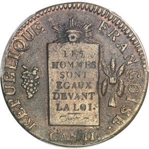 Convention (1792-1795). 2 sols à la balance 1793 - An II, AA, Metz.