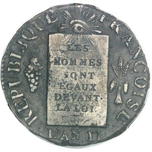 Convention (1792-1795). Sol à la balance FRANÇOISE, sans année grégorienne An II (1794), I, Limoges.