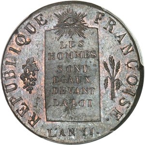 Convention (1792-1795). 1/2 sol aux balances, refrappe postérieure 1793 - An II [c.1848], H, La Rochelle.