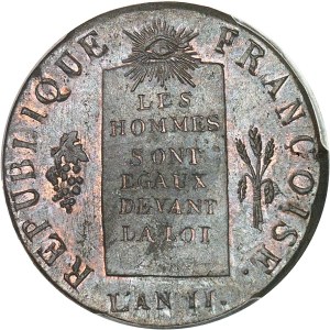 Convention (1792-1795). 1/2 sol aux balances, later refrappe 1793 - An II [c.1848], H, La Rochelle.
