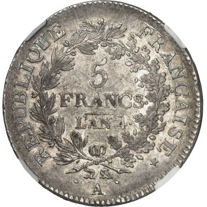 Directoire (1795-1799). 5 francs Union et Force An 4 (1795), A, Paris.