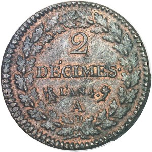 Directoire (1795-1799). 2 decimes Dupré An 4 (1795), A, Paris.