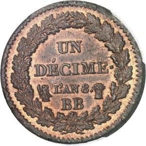 Directoire (1795-1799). Un décime Dupré An 8 (1799), BB, Strasbourg.