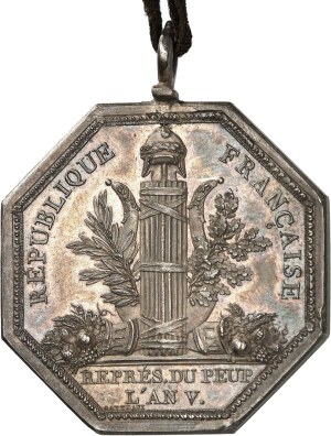 Directoire (1795-1799). Medal, second session of the Conseil des Cinq-Cents, by N. M. Gatteaux An V (1797), Paris.