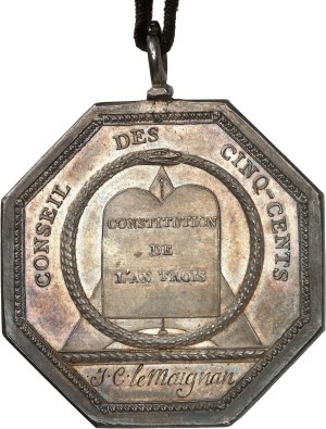 Directoire (1795-1799). Medal, second session of the Conseil des Cinq-Cents, by N. M. Gatteaux An V (1797), Paris.