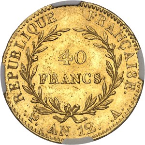 Consulate (1799-1804). 40 francs Bonaparte, Premier Consul An 12 (1804), A, Paris.