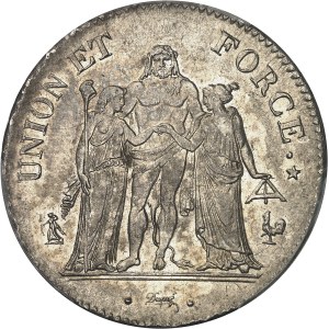 Consulat (1799-1804). 5 francs Union et Force An 11 (1803), A, Paris.