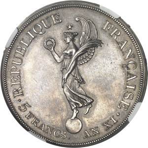 Consulate (1799-1804). Essai de 5 francs, Concours de l'An XI, by H. Auguste (Frappe spéciale) An XI (1802) [later mintage], Paris.