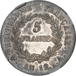 Consulat (1799-1804). 5 francs Bonaparte, aspect Flan bruni (PROOFLIKE) An XI (1803), A, Paris.