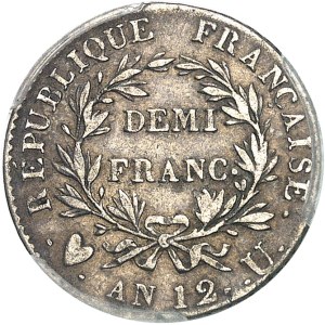 Consulat (1799-1804). Demi-franc Bonaparte An 12 (1804), U, Turin.