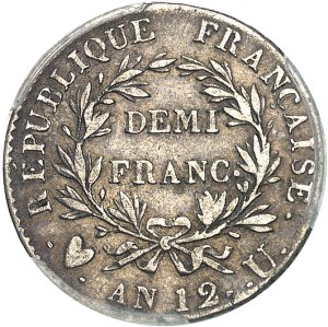 Consulate (1799-1804). Demi-franc Bonaparte An 12 (1804), U, Turin.