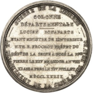 Consulat (1799-1804). Médaille, pose de la première pierre de la colonne départementale (Place Vendôme), par Gatteaux An VIII (1800), Paris.