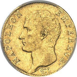 First Empire / Napoleon I (1804-1814). 20 francs bareheaded, revolutionary calendar Year 13 (1805), I, Limoges.