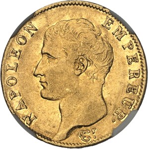 Premier Empire / Napoléon Ier (1804-1814). 20 francs tête nue, calendrier révolutionnaire An 13 (1805), Q, Perpignan.