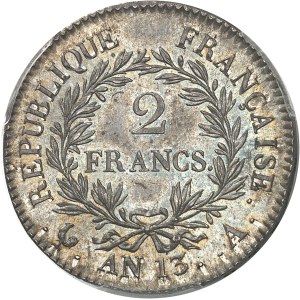 Premier Empire / Napoléon Ier (1804-1814). 2 francs calendrier révolutionnaire An 13 (1805), A, Paris.