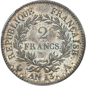 First Empire / Napoleon I (1804-1814). 2 francs revolutionary calendar Year 13 (1805), A, Paris.
