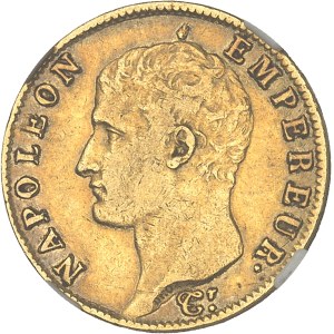 Premier Empire / Napoléon Ier (1804-1814). 20 francs tête nue, calendrier grégorien 1806, W, Lille.