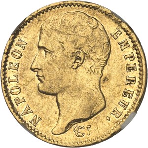 First Empire / Napoleon I (1804-1814). 20 francs transitory type, large head 1807, U, Turin.
