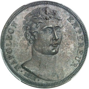 Premier Empire / Napoléon Ier (1804-1814). Cliché uniface d’avers en bronze au module de 100 francs 1807 par Vassallo, Frappe spéciale (SP) 1807, Gênes.