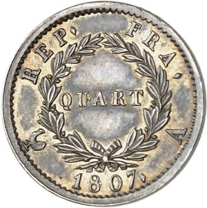First Empire / Napoleon I (1804-1814). Quart de franc, African type 1807, A, Paris.