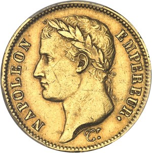 First Empire / Napoleon I (1804-1814). 40 francs République 1808, U, Turin.