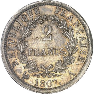 Premier Empire / Napoléon Ier (1804-1814). 2 francs République 1807, A, Paris.