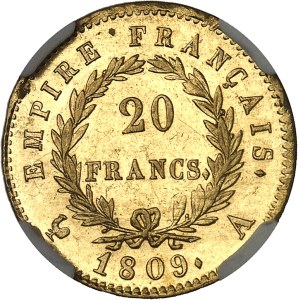 Premier Empire / Napoléon Ier (1804-1814). 20 francs Empire 1809, A, Paris.