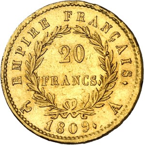 Premier Empire / Napoléon Ier (1804-1814). 20 francs Empire 1809, A, Paris.